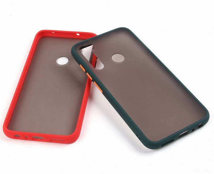 Матовый чехол ТПУ с цветными бортиками для Xiaomi Redmi Note 8 (011417) темно-зеленый